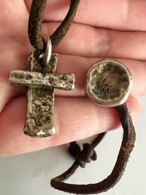 James Avery retired Iminus i minus thick leather cord rugged artisanal cross